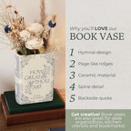 Steel Mill & Co Original Book-Shaped Decorative Vase, Ceramic Vases for Home Decor, Cute Christian Bookshelf Decor, Unique Vase for Book Lovers (Large - Hymnal)