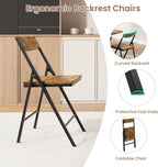 Garvee Dining Table Set for 4,Foldable Dining Table with 4 Foldable Chairs, Rectangle Space Saver Table and Chairs Set with Swivel Wheels, for Small Space,Apartment,Kitchen,Dining Room, Rustic Brown