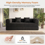 79'' Convertible Sofa Bed, 5-in-1 Folding Boneless Couch, Pull Out Floor Sleeper, Modular Lounge Sofa for Living Room Bedroom, Multi-Function Foldable Sofa (Black)