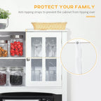 Freestanding 67" Kitchen Buffet with Hutch, Pantry Cabinet with Microwave Stand, Adjustable Shelf, 2 Drawers, Cupboard, White,15.5 * 26.8 * 67