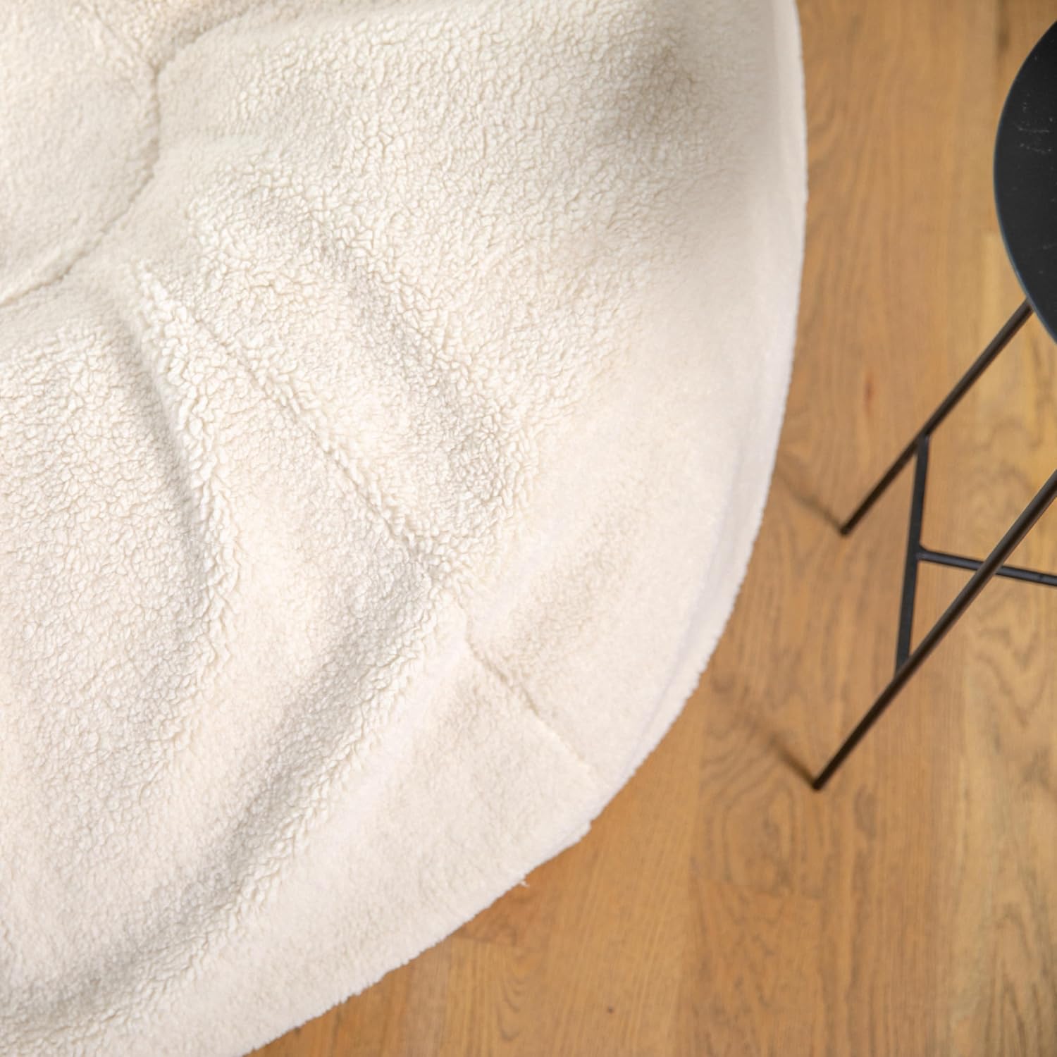 EMMA + OLIVER Denver Sherpa Bean Bag Chair, Classic Refillable Bean Bag Chair for Kids and Teens, Large, Natural