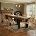 TYBOATLE 63'' - 79'' Extendable Dining Table Set for 6, Farmhouse Wooden Dining Room Table Set, 7 Piece Dinner Table Set with Upholstered Rattan Dining Chairs (Brown & White, 63''-79''- 6 Chairs)