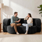 Vongrasig Convertible Sofa Bed, 77” Folding Boneless Couch, Floor Sofa 2-in-1 Curved Couch for Small Living Room, Apartment, Guest Room, Black