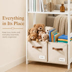 Storage Cubes 8 Pack, 11 Inch Fabric Storage Cubes Organizer Bins with Labels, Odor-Free & Sturdy PP Structure, Cubby Baskets for Closet, Shelves, Toys & Nursery (Beige)