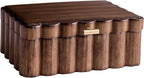 10" x 7.25" x 3.88" Scalloped Wooden Box, Natural Wood Decorative Storage Box with Gold Metal Handle for Jewelry or Home Organizer