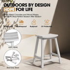 Ciokea 2 Set 24" Outdoor Bar Stools Heavy Duty HDPE Counter Height Bar Stools Weatherproof Patio Seats Modern Waterproof BarStools for Bar Deck Balcony Kitchen Counter Yard, White