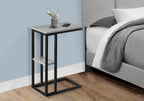 JOSHEN 18" C-Shaped Slide Under Corner End Table, Retro End Table with Stable Load-Bearing Design, Decorative Accent Tables with Secondary Shelf for Living Room, Grey