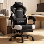 GTPLAYER Gaming Chairs for Adult - Ergonomic Big & Tall Gaming Seat with Footrest & Lumbar Support, Comfortable Office Chair 90-155° Reclining - Heavy Duty Wide Computer Seat, New Black