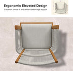 PURPLE LEAF Outdoor Bar Height Stools Set of 2 Modern Bar Chairs with High Back and High Armrests Outdoor Aluminum Woven Rattan Barstools for Kitchcen Island Garden Indoor Teak