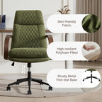 KISLOT Home Office Desk Chair, Ergonomic Office Chair with Lumbar Support, Adjustable Swivel Computer Chair with Wheels, Fabric Executive Task Chair with Wood Arms, Moss Green