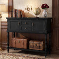 Retro Console Table with 2 Drawers and 2 Doors, 42 Inch Narrow Entryway Table with Open Storage Shelf and Roman Spindle Legs, Vintage Wood Accent Sofa Table for Living Room, Hallway