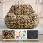 Giant Bean Bag Chair,Oversized Plush Comfy Bean Bag Sofa for Adults and Kids,Ultra Soft Living Room Bedroom Game Room Bean Bags with Armrests-Leopard Brown