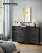 SONGMICS BELLAH Collection - Dresser for Bedroom, Chest of Drawers, TV Stand for TVs Up to 55 Inches, Living Room, Closet, 10 Drawers, Modern, Ink Black ULGS333BH02S