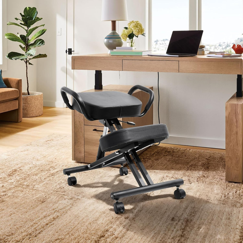 Ergonomic Kneeling Chair with Back Support, Office Kneeling Chair with Adjustable Height and Lumbar Support, Suitable for Banks, Conference Rooms, Offices, and Home Reception(Without Backrest)