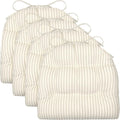 Barnett Home Decor Metal Chair Cushions - 14x14 Chair Cushions for Tolix Chairs - Machine Washable, 100% Cotton, Made in USA - Farmhouse Chair Pads - Ticking Stripe Natural Pack of 4