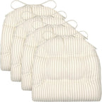 Barnett Home Decor Metal Chair Cushions - 14x14 Chair Cushions for Tolix Chairs - Machine Washable, 100% Cotton, Made in USA - Farmhouse Chair Pads - Ticking Stripe Natural Pack of 4