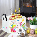 Easter Storage Basket Easter Bunny Storage Bin Collapsible Nursery Hamper Clothes Box Book Shelf Basket Easter Bunny Eggs Decor Easter Gifts