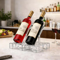 Clear Acrylic Wine Rack, Modular Stackable Countertop Wine Bottle Holder with Leaf Shaped Support, Multi Purpose Versatile Wine Display Stand for Home Bar Party Daily Organizing (2pcs)