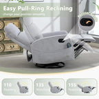 Heated Massage Swivel Rocker Recliner Chair for Nursery - Small Space Reclining Chair with Lumbar Support, 360° Swivel & Gentle Rocking, Ergonomic High Back Short Plush Light Grey