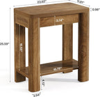 Tribesigns End Table for Living Room, Farmhouse Wooden Side Table with Storage Shelf, Small Narrow Bedside Accent Furniture for Bedroom (Brown, 2PCS)