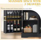 MAGIC UNION 54" Modern Buffet Cabinet with Storage, Wood Sideboard Cabinets with Drawer, Coffee Bar Cabinet with Doors and Adjustable Shelves, Kitchen Pantry Storage Cabinets for Living Room (Black)