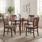 Giantex Upholstered Dining Chairs Set of 2, Farmhouse Fabric Side Chairs w/Cushioned Seats, Patterned Backrests, Sturdy Rubber Wood Frames, Wooden Accent Chairs for Kitchen, Dining Room