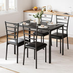 GarveeHome 5-Piece Kitchen Dining Room Table Chair Set for Small Space, Indoor Modern Dinette Set for 4, Square Dinner Table Set for Dinette (Black, Dining Table with 4 Chairs)
