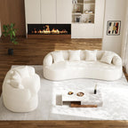 Oversized Sectional Sofa for Living Room, Modern Luxury Plush Chenille 4-Seater Extra Deep & Wide Seat Curved Cloud Couch with 4 Throw Pillows, No Assembly Needed, Cream White