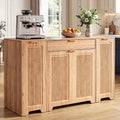 YITAHOME Expandable Kitchen Island with Hidden Trash Cabinet | 55.1" Rolling Kitchen Island with Drop Leaf, Storage Drawer & 3-Tier Side Shelves, Mobile Kitchen Island on Wheels with Hooks