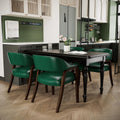 Set of 4 Faux Leather Dining Chair with Arms, 17.72" H Upholstered Accent Armchair with Rounded Back Premium Comfort Elegant Game Captain Chairs, 25.6x23.5x30.7in，Green(NO Table!)
