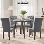 COLAMY Tufted Dining Chairs Set of 6, Parsons Dining Room Chairs Upholstered Fabric Diner Chair Stylish Kitchen Chairs with Solid Wood Legs and Padded Seat - Grey
