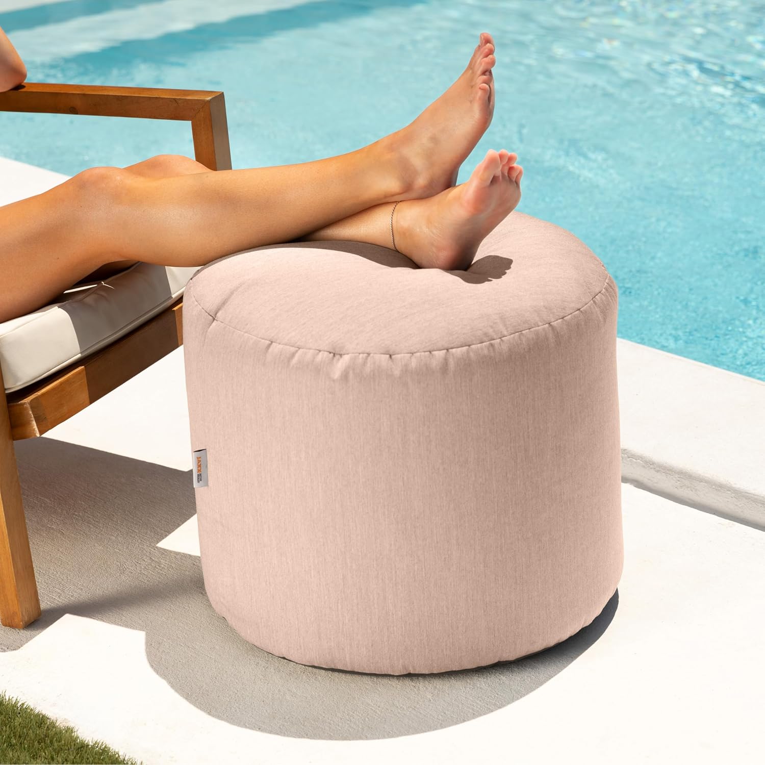 Jaxx Spring Indoor/Outdoor Bean Bag Pouf Ottoman, Sunbrella Petal