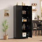 GAOMON Adjustable Shelf Storage Cabinet 60" Tall Black, 2-Door Pantry with Shelves for Kitchen Organization, Bathroom Storage, Living Room