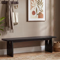 Christopher Knight Home 63" W Dining Bench, Modern Farmhouse Entryway Bench Indoor, Solid Wood Bench with Acacia Legs & MDF Seat, Long Bench for Dining Room Bedroom End of Bed Hallway, 400 lbs, Black