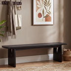 Christopher Knight Home 63" W Dining Bench, Modern Farmhouse Entryway Bench Indoor, Solid Wood Bench with Acacia Legs & MDF Seat, Long Bench for Dining Room Bedroom End of Bed Hallway, 400 lbs, Black