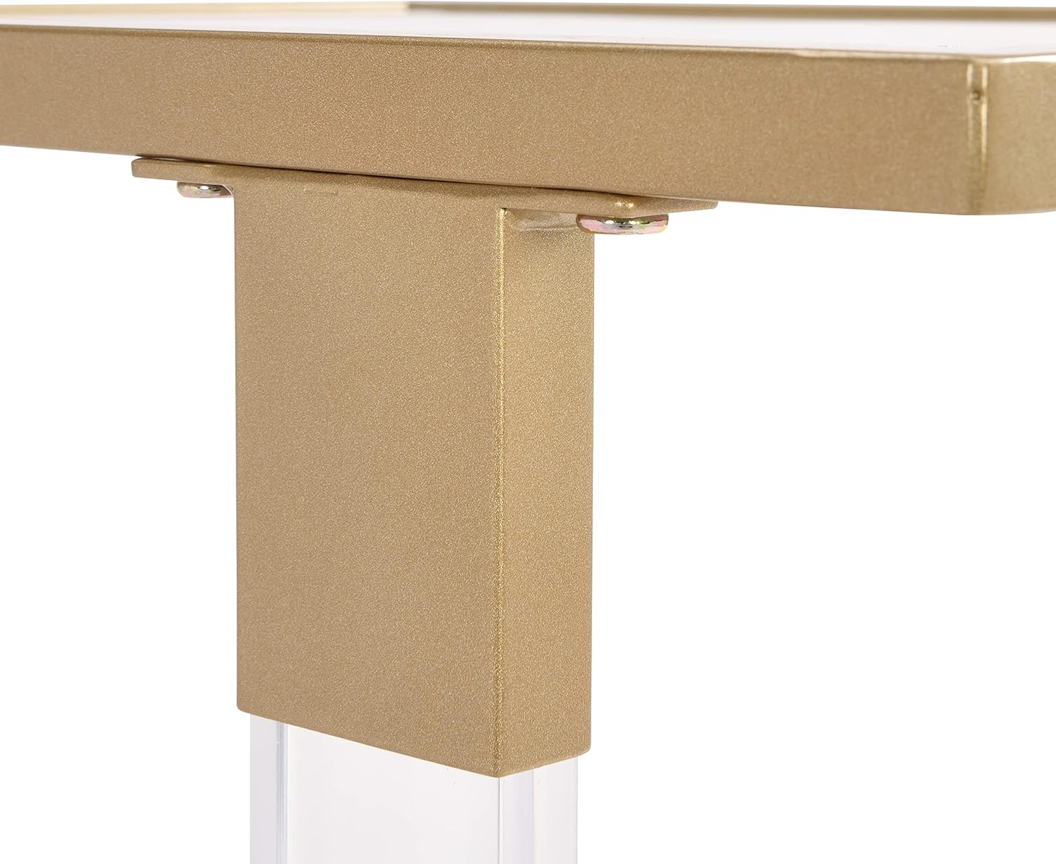 Golden Glass Side Table, Acrylic Sofa Table, Glass Top C Shape Table with Metal Base for Living Room, Bedroom, Balcony Home and Office (Gold)