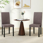 GOFLAME Upholstered Dining Chairs Set of 2, Fabric Kitchen Chairs with Padded Seat, Tilt Backrest, Rubber Wood Legs, Armless Side Chairs for Dining Room, Living Room, Restaurant, Brown