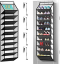 Kotkn 10 Tier Hanging Shoe Rack - Heavy Duty Behind The Door Hanging Shoe Rack, Sturdy Oxford Cloth, 20+ Pairs Over The Door Shoe Cabinet for Boots and Sneakers - Save 50% Closet Space! (Piano White)