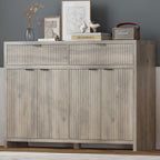 Fluted Sideboard Buffet Cabinet with Storage and Large Drawers, 55" W Credenza Storage Cabinet for Living Room or Entryway, 40'' H Farmhouse Buffet Table with Adjustable Shelves, Console Cabinet