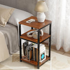 Ekisemio 3-Tier Side Table – End Table Nightstand for Small Spaces & Living Room, Rustic Brown