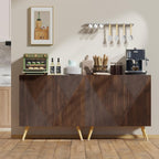 DHZ Fluted Sideboard Buffet Cabinet, 30” Wood Storage Credenza with Adjustable Shelf, Freestanding Accent Cabinet, Space-Saving Console Coffee Bar Cabinet for Living Room, Kitchen
