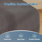 40" Oversized Square Corduroy Ottoman Pouf - Poofy Soft Foot Rest with Foam Chunk Filling, Movable Large Ottoman Pouf Footstool for Living Room Sofa Couch Bedroom, Grey(1 Piece)