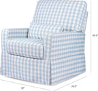 Namesake Crawford Glider Recliner, Blue Gingham | 360° Swivel Ultra Cozy Glider Rocker for Feeding & Relaxing w/ Lumbar Pillow - GREENGUARD Certified - For Nursery/Living Room