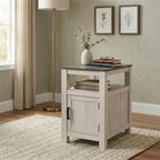 Signature Design by Ashley Fendenmore Farmhouse Chairside End Table with Storage and USB Ports, Gray & White