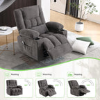 BOSMILLER 360° Swivel Rocker Recliner Chair for Adults,Oversized Recliner Chair with Massage and Heating, Manual Nursery Glider Recliner with Cup Holder and Side Pocket for Living Room, Bedroom,Grey