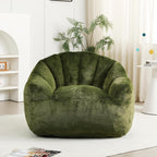 Setawix Giant Bean Bag Chair with Filler, Comfy Faux Fur Bean Bag Chairs for Adults and Kids, Lazy BeanBag Sofa Stuffed Floor Sofa with Memory Foam for Bedroom Apartment Living Room,Green