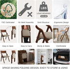 Ball & Cast Folding Dining Chairs Set of 2,Portable Kitchen Chairs with Padded Cushions,Ergonomical Design,Foldable Wood Dining Chairs for Dining Room,Restaurant,Kitchen,Office,Indoor,Taupe+Walnut