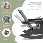 WestinTrends Ashore 3-Piece Kids Modern Rocking Chair with Cup Holder and Square Side Table Set, Gray