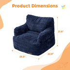 MAXYOYO Bean Bag Chair for Kids, Toddler Bean Bag Sofa with Armrest, Comfy Lazy Chair with Convenient Pockets, Floor Sofa with Filler for Gaming, Reading, Navy