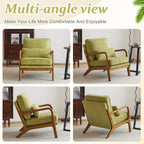 VINGLI Upgraded Premium Corduroy Accent Chair,Upholstered Arm Chair,Solid Wood Comfy Reading Chair with Pillow, Mid Century Modern Chairs for Living Room,Bedroom,Guest Room,Green